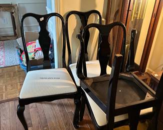 #343	Set of 4 Black Lacquer q/a leg dining Chairs	 $50.00 			
