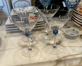 #545	4 martini glasses with blue star	 $20.00 			
