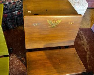 #612	Brown school desk with flip seat	 $20.00 			
