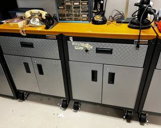 #425	Gladiator 2 Cabinets with 2 drawers, 4 doors and 2 shelves w wood counter top 56x18x38	 $400.00 			
#426	Gladiator 2 Cabinets with 2 drawers, 4 doors and 2 shelves w wood counter top 56x18x38	 $400.00 			
