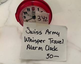 #342	Swiss Army Whisper Travel Alarm Clock	 $25.00 			
