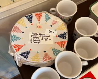 #573	Fiesta Ware pastel Christmas tree 10 pieces	 $75.00 			
