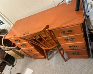 #368 Wood Desk w/chair w/9 drawers & Chair - 44x17x31 $37.5