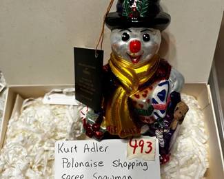 #493	Kurt Adler Polonaise Shopping Spree Snowman	 $20.00 			
