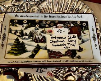 #583 Portmeirion Studio Christmas Story sandwich tray $40.00