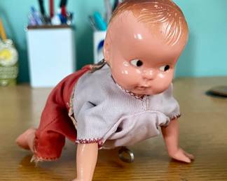 Celluloid Wind-Up Crawling Baby Doll - Circa 1940