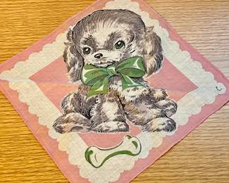 Child's Puppy Hankie - Circa 1940