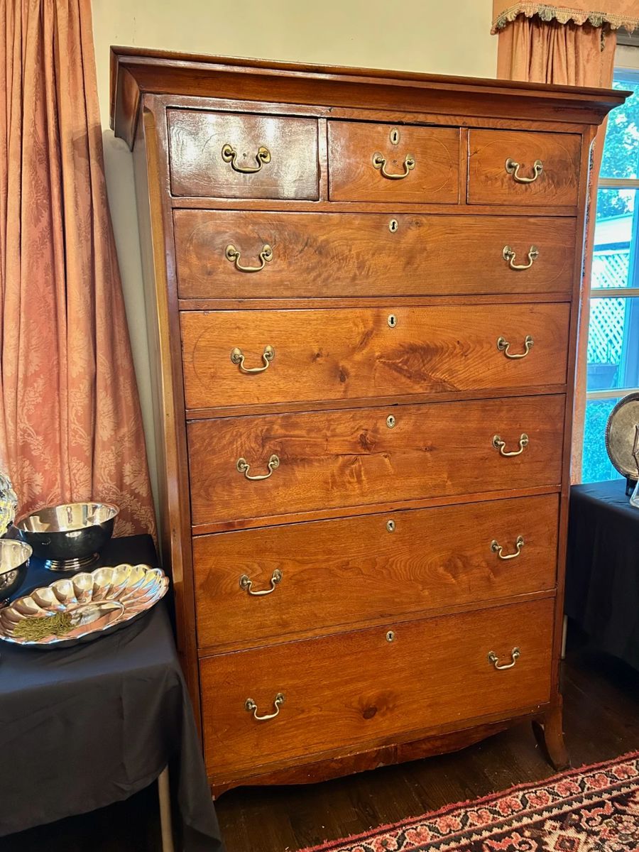 Antique Sheraton Walnut Tall Chest
