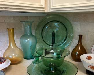 Green Hand Blown Glassware