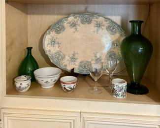 Green Transferware Platter
