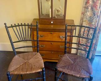 Antique English Faux Bamboo Side Chairs