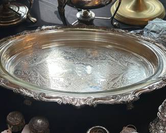 Large Silver Plate Oval Serving Tray