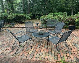 Iron Arm Chairs and Coffee Table