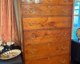 Antique Sheraton Walnut Tall Chest
