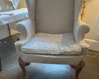 Mahogany Ball Claw Wing Back Chair