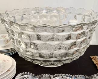 Fostoria American Clear Punch Bowl, Cups