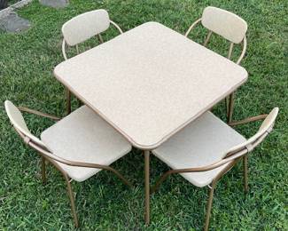 Vintage MCM folding card table and 4 chairs