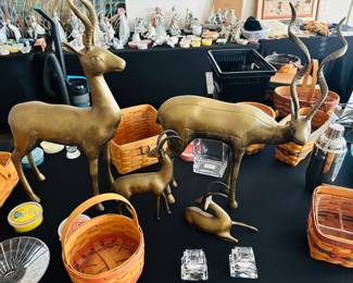 Gazelles hiding in a thicket of baskets.