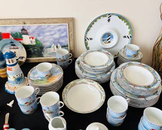 Lighthouse dinnerware. We must be in Florida.