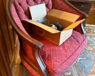 Barely back upholstered chair