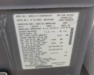 HVAC mfg. 6/2014 R-22