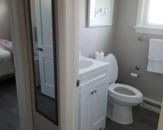 Full-length mirror; petite bathroom vanity