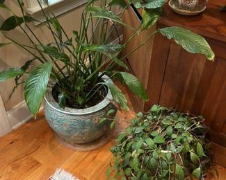 Vintage Ceramic Planter with Floral Motif 