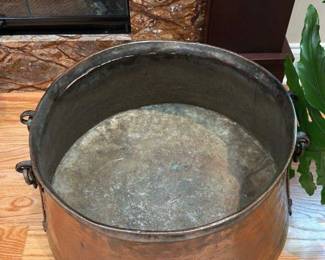 Antique Copper Cauldron with Handles 