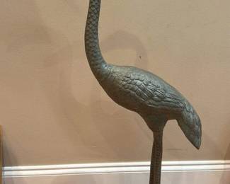 Bronze Crane Sculpture 