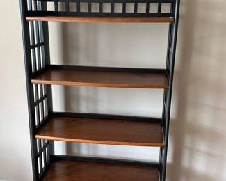 Modern Magazine Rack with Wood Shelves 