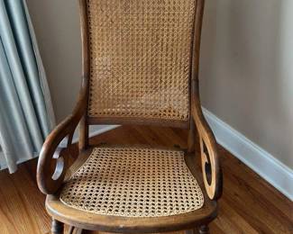 Antique Cane Seat Rocking Chair 