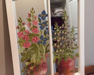 Vintage Floral Painted Mirror 