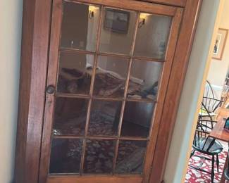Antique Corner Cabinet with Glass Doors 