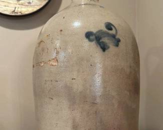 Antique Stoneware Jar with floral Motif 