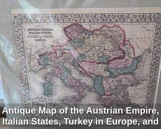 Antique Map of the Austrian Empire, Italian States, Turkey in Europe