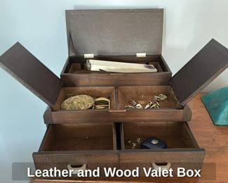 Leather and Wood Valet Box 