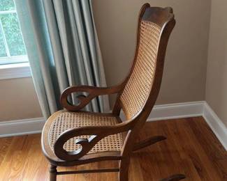 Antique Cane Seat Rocking Chair 