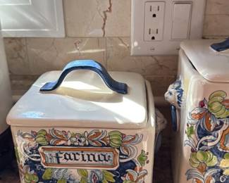 Vintage Italian Ceramic "Farine" and "Pasta" Canisters 