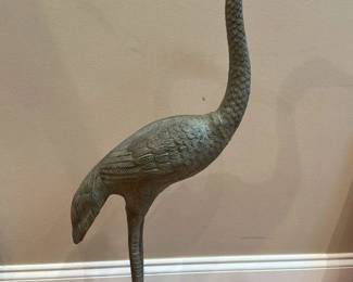 Bronze Crane Sculpture 