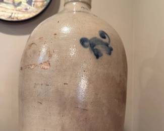 Antique Stoneware Jar with floral Motif 