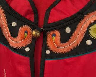 Vintage Chinese Silk Robe with Dragon and Phoenix Embroidery 