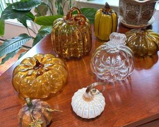 Set of Glass and Ceramic Pumpkins 