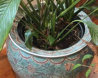 Vintage Ceramic Planter with Floral Motif 