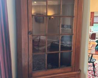 Antique Corner Cabinet with Glass Doors 