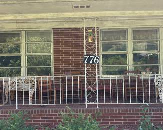 Cast iron furniture set, rockers, bench lg mason jar, antique cream can