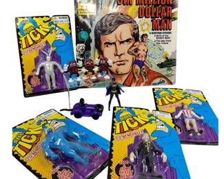 Vintage Superman Comic Book Vinyl Album Sealed + The Tick Figures New