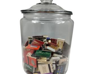 13" Glass Apothecary Jar Matchbooks Collection Oversize