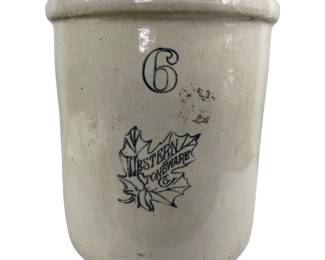 6 Gallon Crock Western Maple Leaf Salt Glaze