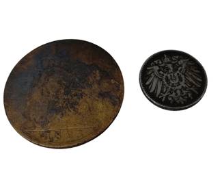 Antique Coins 1893 Great Britain Penny 1919 Post WWI German Empire 5 Pfennig