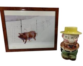 RRP Vintage Pig Sheriff Cookie Jar & J Wyeth Hog Fence
